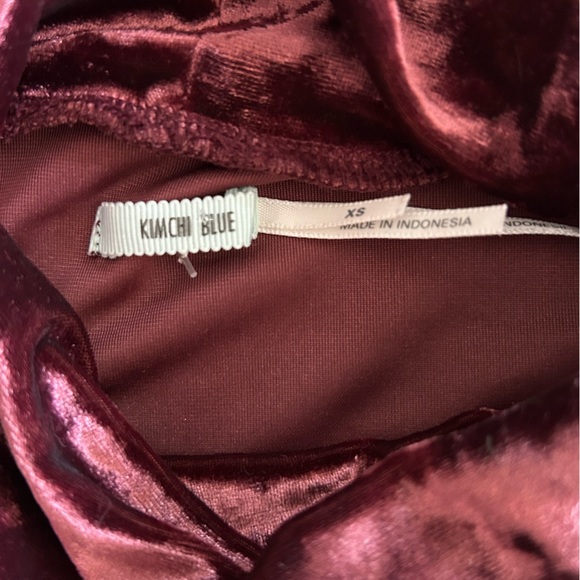 Kimchi Blue Dress Red Wine Crushed Velvet Mock Neck Mini Dress size XS - Picture 4 of 10